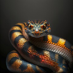 Fototapeta premium Snake closeup with beautiful eyes. Generative AI