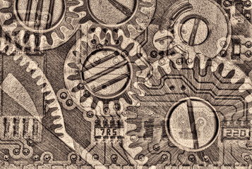 abstract background with brown clockwork