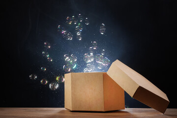 View of mysterious cardboard box