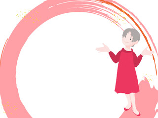  優しい表情の若い女性からのメッセージフレーム全身