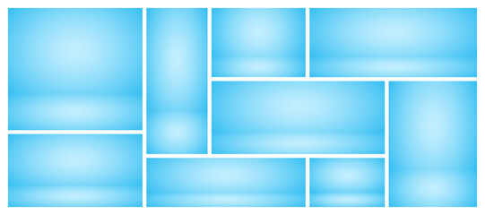 Empty blue studio abstract backgrounds with spotlight effect. Product showcase backdrop. Stage lighting. Vector illustration