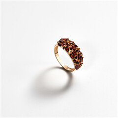 Elegant jewelry set. Jewellery set with gemstones. Jewelry accessories collage. Product still life concept. Ring, necklace and earrings.