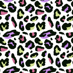 Leopard seamless pattern. Vector animal print. Multi colored spots on a white background