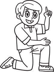 Happy Fathers Kneeling Isolated Coloring Page