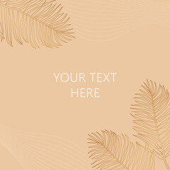 Tropical cover design with gold palm branch on background.