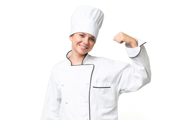 young Chef woman over isolated background