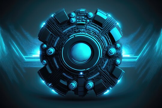 Transport cyber futuristic technology on blue background. Generative AI