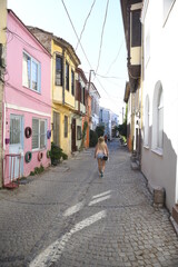 Obraz premium Ayvalik Town old streets view. Ayvalik is populer tourist destination in Turkey.