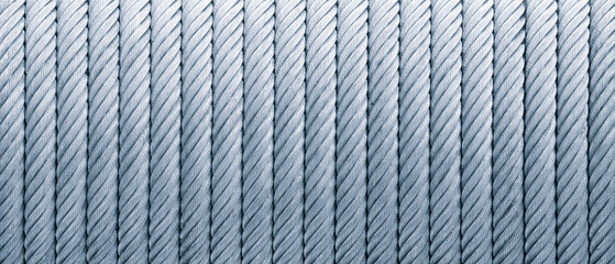 Texture of heavy duty new steel cable, steel wire rope, steel sling. Use for industrial or metal construction concept background