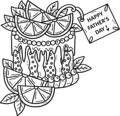 Happy Fathers Day Cake Isolated Coloring Page