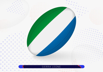 Rugby ball with the flag of Sierra Leone on it. Equipment for rugby team of Sierra Leone.