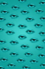 Digital collage with female eyes	