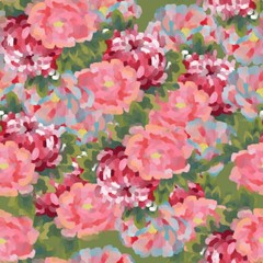 seamless pattern traditional floral design in pink and green colors