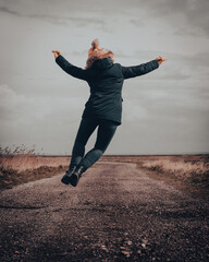 person jumping in the air