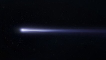 Meteorite falls to Earth at night. Space object in the starry sky. Observation of a shooting star, meteor. Astronomical photo.