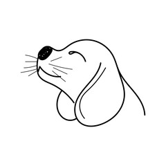 Hand drawn dog head on white background. Pet Animals illustration. Line art dog vector