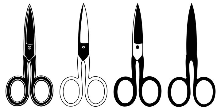 Silhouette sketch scissors, shears, pair of scissors. Medical instrument. Hospital, medical equipment