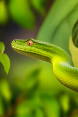 green snake on a branch