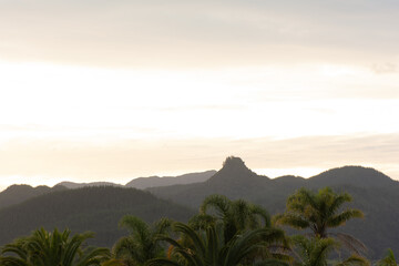 Fototapeta na wymiar The Coromandel Pinnacles at sunset from Pauanui. New Zealand at Dusk