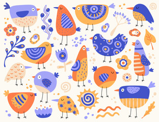 Naklejka premium Hand drawn abstract birds