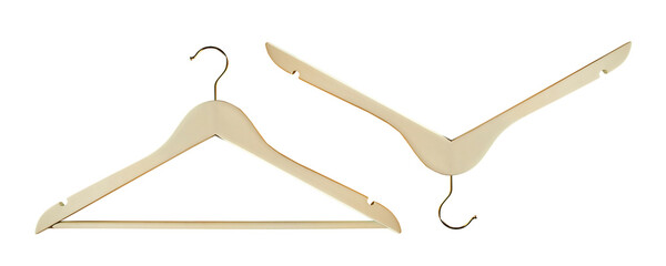 Coat hangers isolated. Two hangers. PNG with transparent background. Clipping path. Flat lay