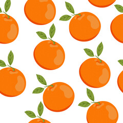 Seamless pattern with oranges in hand drawn style. Print for textiles, covers. Design for the kitchen. Fruit. Berries. Food. Vector stock illustration