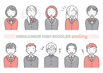 笑顔の中学生・高校生　上半身セット