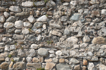 Natural rock wall background. Stone or brick wall texture.