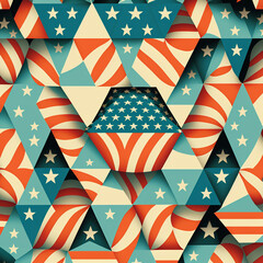 abstract background from the flag of America USA, tiles and patterns, edges and corners. Generative AI