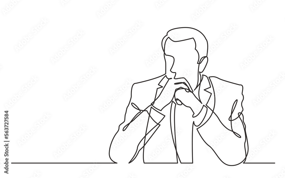 Canvas Prints continuous line drawing vector illustration with fully editable stroke of seriously thinking man