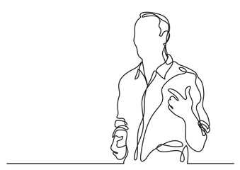 continuous line drawing vector illustration with FULLY EDITABLE STROKE of  presenter