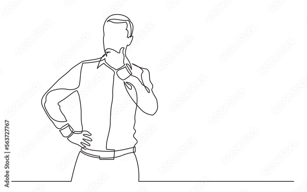 Canvas Prints continuous line drawing vector illustration with fully editable stroke of standing man concerning