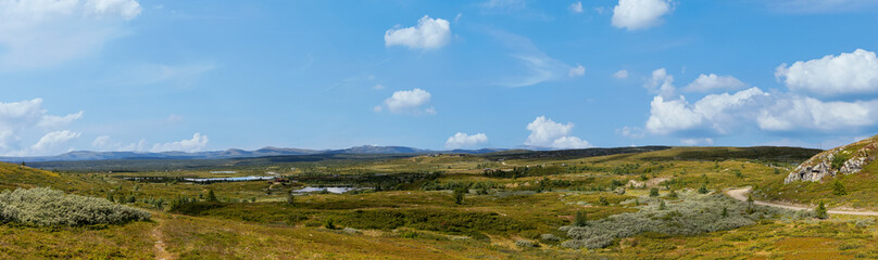 panorama of the landscape along mountain platuea peer gynt vegen