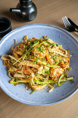 Japanese fried rice with mushrooms and shrimp.
Restaurant menu shrimp rice