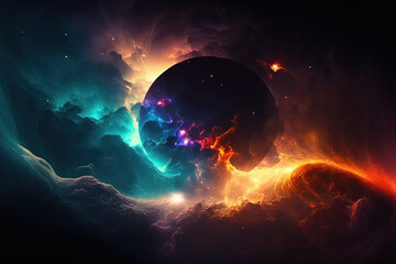 Magnificent Void, ai generated outer space art, colorful black hole, digital art, cosmic art, black hole depiction, space art, ai created artwork, colorful space, digital black hole, ai designed art