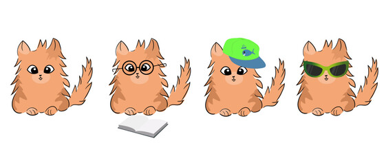 Vector illustration of ginger cartoon cat. Design for packaging, printing, wall decoration.