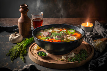 Soup Delight: A bowl of delicious soup, Generative AI