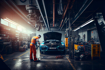Fototapeta premium Expert Auto Repair Services for All Makes and Models at Modern Car Service Garage - Trustworthy, Professional and Convenient
