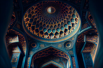 Architecture building  on mosque.  Generative AI.