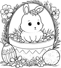 children, coloring, page, easter, earth, climate, change, flowers, bunny, painting, drawing, child, bunny, mother, muttererde, klimawandel, ausmalen, Malbuch, 