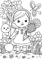 children, coloring, page, easter, earth, climate, change, flowers, bunny, painting, drawing, child, bunny, mother, muttererde, klimawandel, ausmalen, Malbuch, 