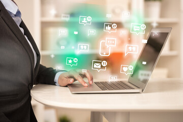 Young person surfing on social media network