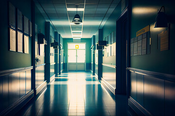 Corridor In Hospital.  Generative AI.