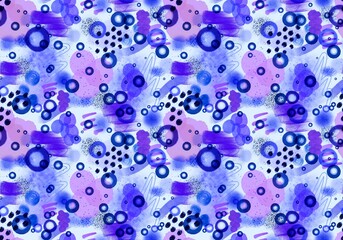 Abstract watercolor seamless paint spots polka dots pattern for wrapping paper and kids clothes print and fabrics