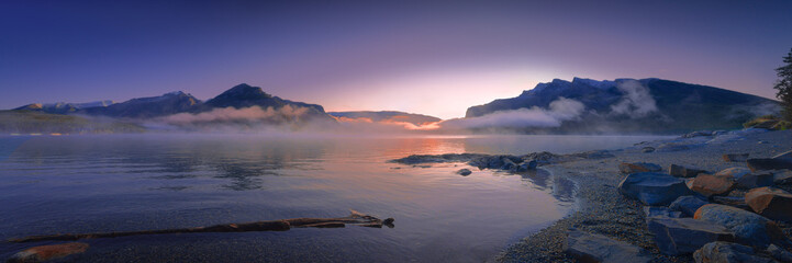 Fototapeta na wymiar sunrise over a mountain lake