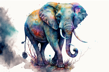 Elephant, watercolor, pastel, colors. ethereal. high quality. ephemeral art. Generated AI.