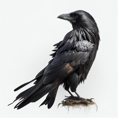 Fototapeta premium Common Raven full body image with white background ultra realistic