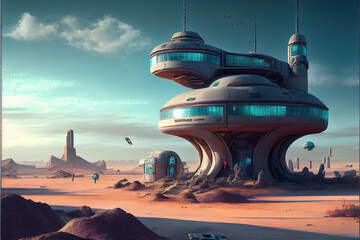 Fototapeta na wymiar Alien futuristic town .Generative AI