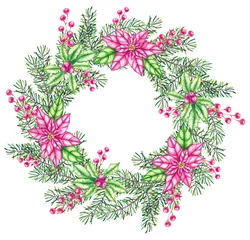  Watercolor Christmas Wreath on a white background © SashaKondr