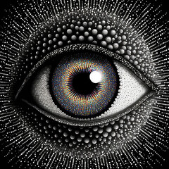 Abstraktes Auge im Pointillismus Stil - Generative AI